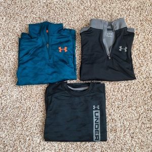 Under Armour Youth Small YS Long sleeve Tee Shirt Lot Set EUC Zipup Heatgear